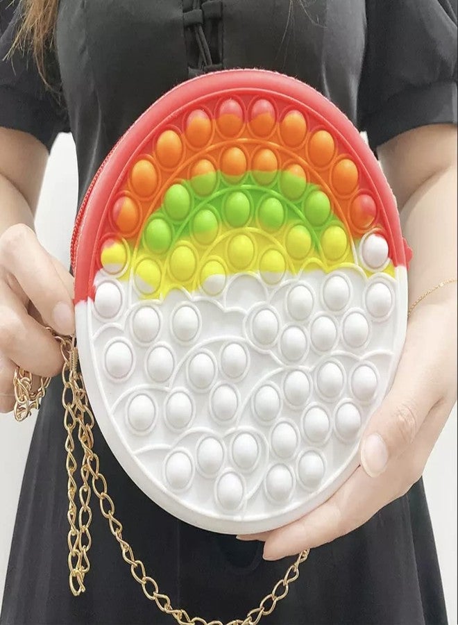 CLAPONE Kids' Crossbody Pop It Bag - Fidget Toy Shoulder Purse for Girls, Stress Relief, Multi-Color Design (Multicolor, COIN SHAPE BAG POP IT) - Image 5